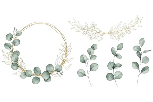 Download Gold Eucalyptus Wreath Floral Set - Old Collection