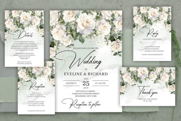 Download Vintage White Roses Wedding Invitation - Invitation Collection
