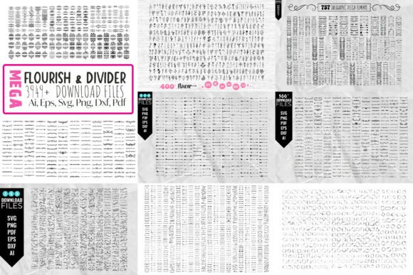 Download 3949+ Mega Flourish &amp; Divider SVG Bundle - Flourish Collection